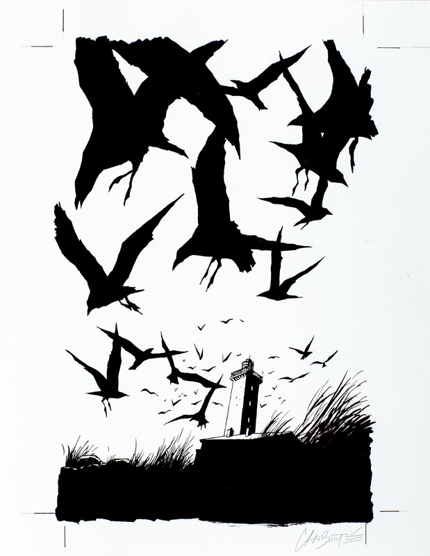 Christophe Chabouté, Mouettes 2, le phare - Illustration originale