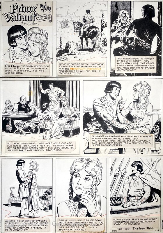 Hal Foster, John Cullen Murphy, Prince Valiant - 9 Avril 1972 - Planche originale