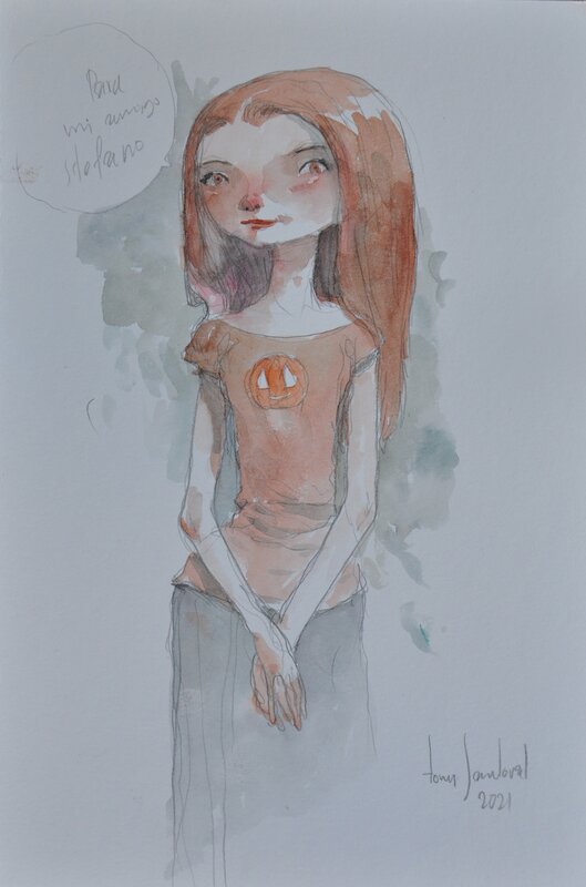 Tony Sandoval, The Girl in a Pumpkin Shirt 2021 - Original Illustration