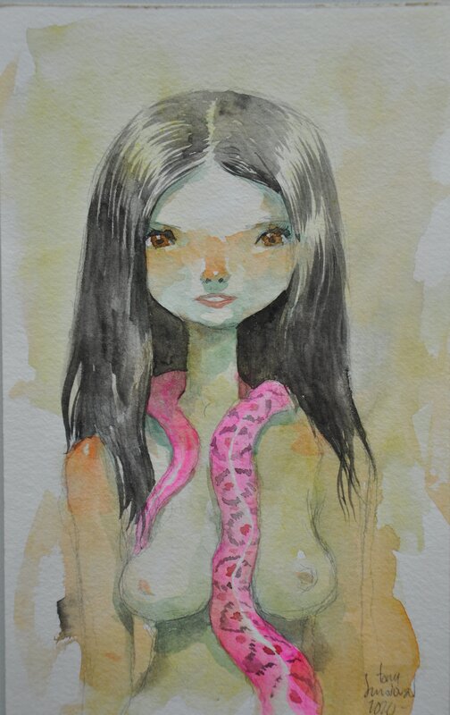 Tony Sandoval, The Pink Snake Girl 2020 - Original Illustration