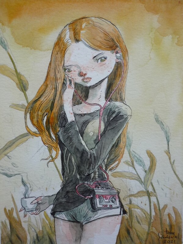 Tony Sandoval, The Walkman Girl 2021 - Original Illustration