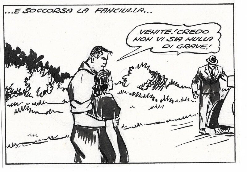 Carlo Cossio, Case solitaire de Dick Fulmine - Parution dans un n° inconnu de Albi dell'Audacia (casa editrice Vittoria) - Comic Strip