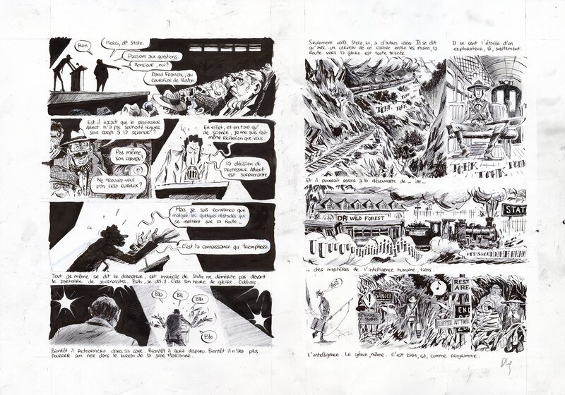 Pierre-Henry Gomont, Double planche 18-19 de La fuite du cerveau - Comic Strip