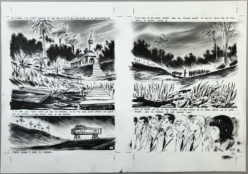 Pierre-Henry Gomont, Malaterre - L'enterrement - Planche originale