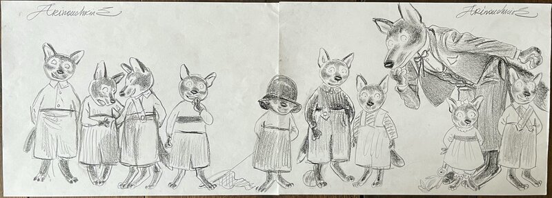 Les petits loups par Andréi Arinouchkine - Illustration originale