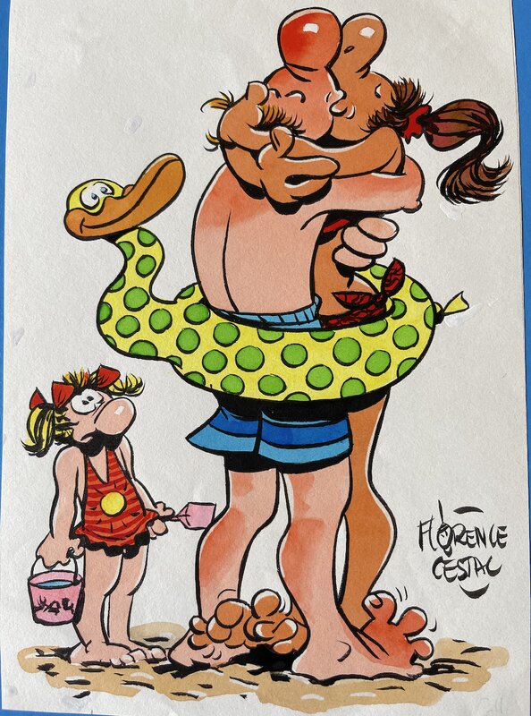 Florence Cestac, Dessin original en couleurs réalisé à l'occasion de la sortie du livre 