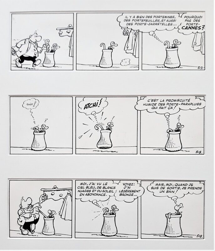 Greg, Achille Talon : gags 517, 518, 519 - Planche originale