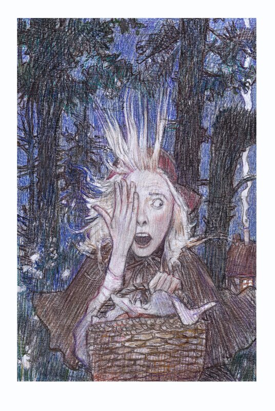 For sale - Andréi Arinouchkine, Chaperon rouge(Oh non, non ! Le loup et grand-mère ! Comment puis-je le dissiper?!)) - Original Illustration