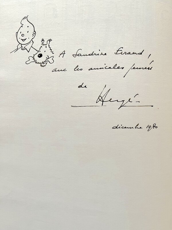 Hergé, Dessin original dédicacé - Dédicace