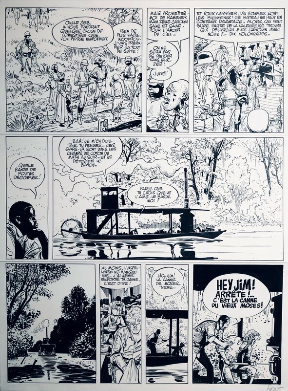 Christian Rossi, Jean Giraud, 1988 - Jim Cutlass : Colts, Fantômes et Zombies - Parce que tu crois que je l'aime, le bayou, moi ? - - Planche originale