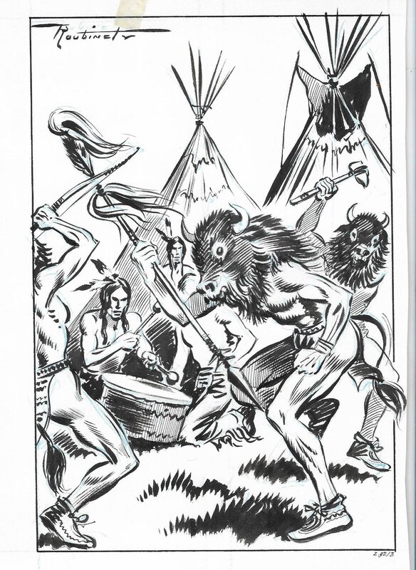 Maxime Roubinet, Illustration pour un épisode de Loup solitaire le dernier des Natchez, parution dans Zorro n°92 - Illustration originale