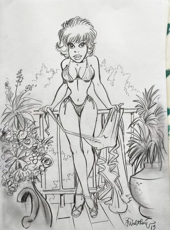 Natacha en bikini by François Walthéry - Original Illustration