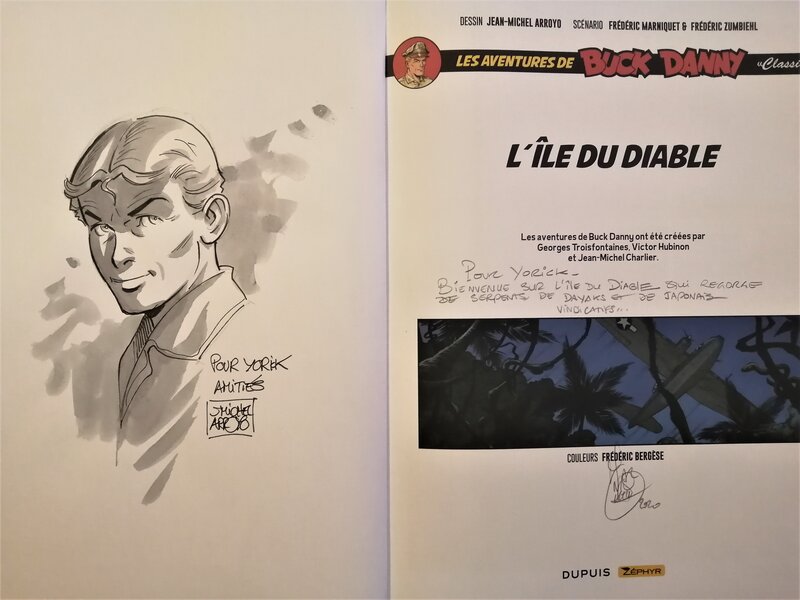 Jean-Michel Arroyo, Frédéric Marniquet, Les aventures de Buck Danny Classic-T.4 L'île du diable - Dédicace