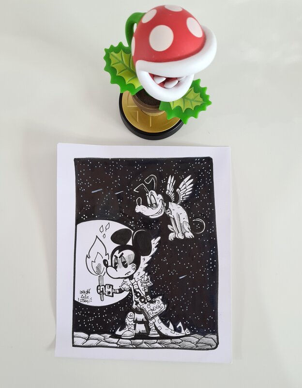 oTTami, Dessin original de l'Inktober 2020 : Mickey Mouse et Pluto version Magica Tenebrae ! - Illustration originale
