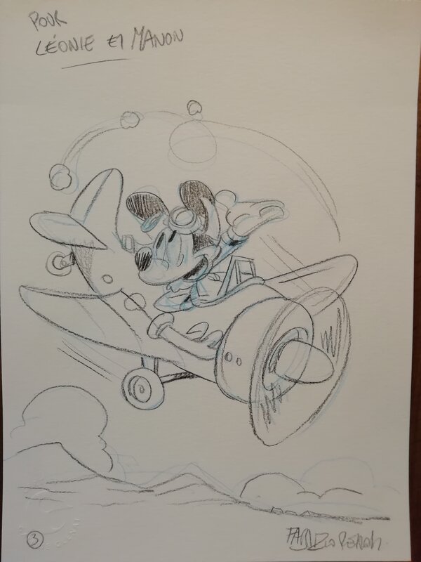 Fabrizio Petrossi, Mickey dans son avion - Original Illustration