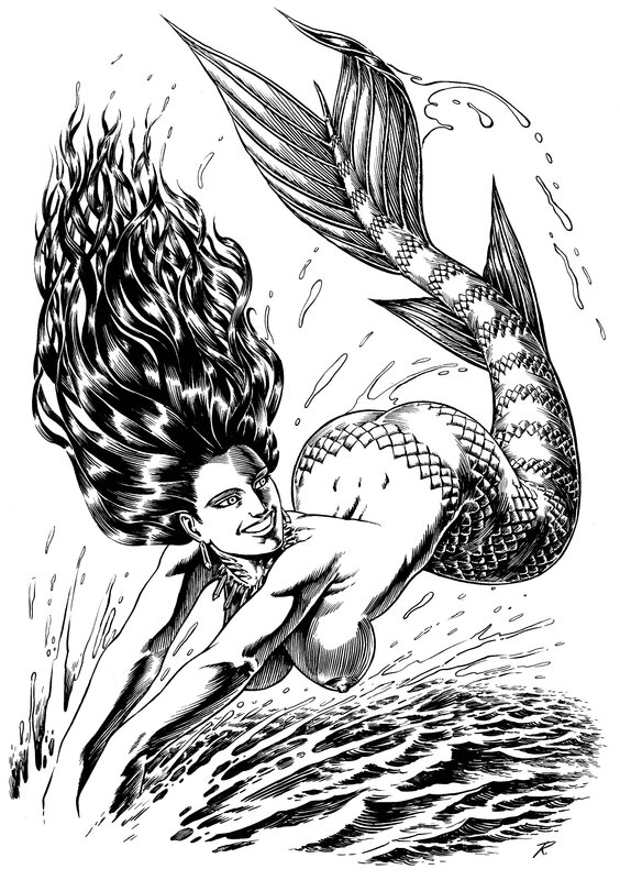 Raúlo Cáceres, Azael Gonzalez, Illustration du Roman El Despertar (circulo segundo) - Reina de las sirenas - Original Illustration