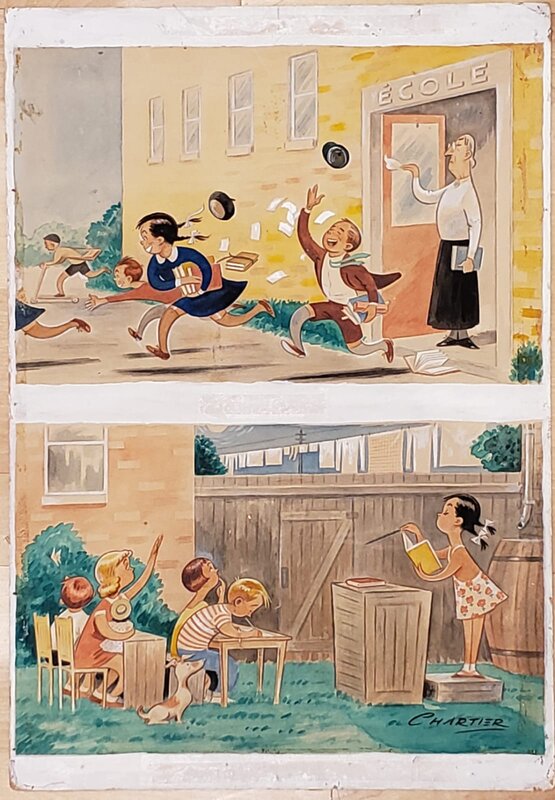 L'autre école by Albert Chartier - Original Illustration