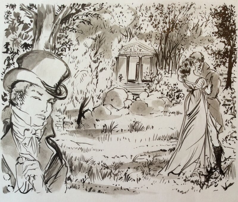 Jacques Grange, Napoléon et ses Amours - La Malmaison, Temple de l'Amour - Original Illustration