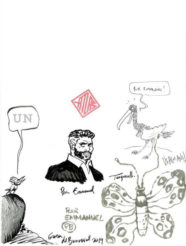 Frédéric Blanchard, Hervé Tanquerelle, Fabien Vehlmann, Gwen De Bonneval, Dédicace Le Dernier Atlas - Sketch