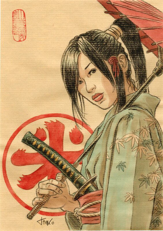 TieKo, Tomoë ombrelle katana - Illustration originale