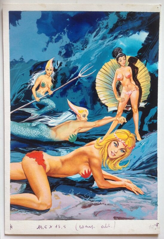 unknown, Floriano Bozzi, Eros Kara, Unknow Couverture Originale ASTRELLA 10 Pin up Sexy Sirène Plongée Show French Cover petit format de l'occident 1975 - Original Cover