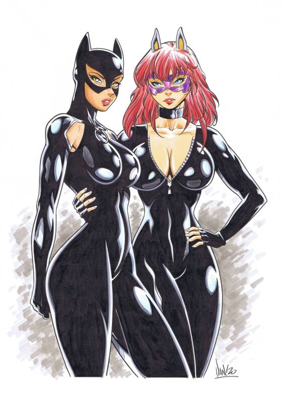Catwoman et Kinkgirl de Docampo - Illustration originale