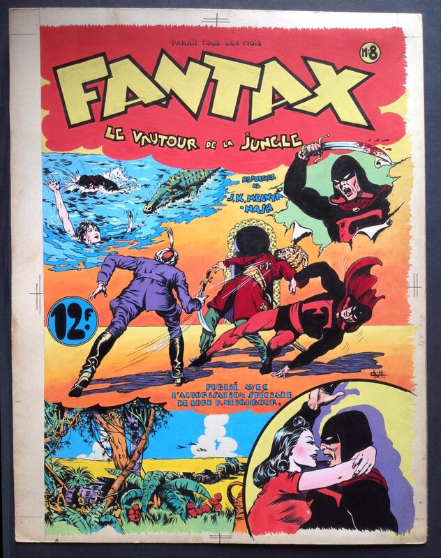 Chott Couverture originale FANTAX 8 . BD 1947 Editions Pierre Mouchot - Couverture originale