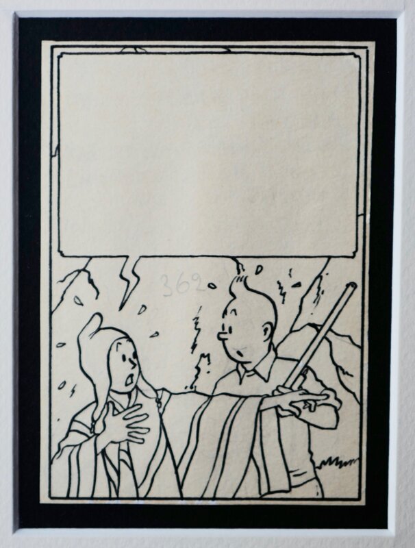 Hergé, 1947 - Le Temple du Soleil - Zorrino et Tintin - Original art