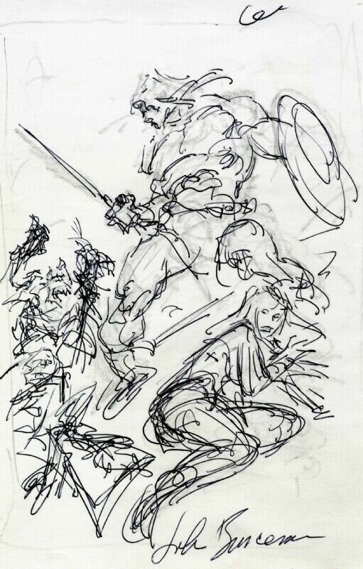 Conan John Buscema Prelim - Splash and Commission - Illustration originale