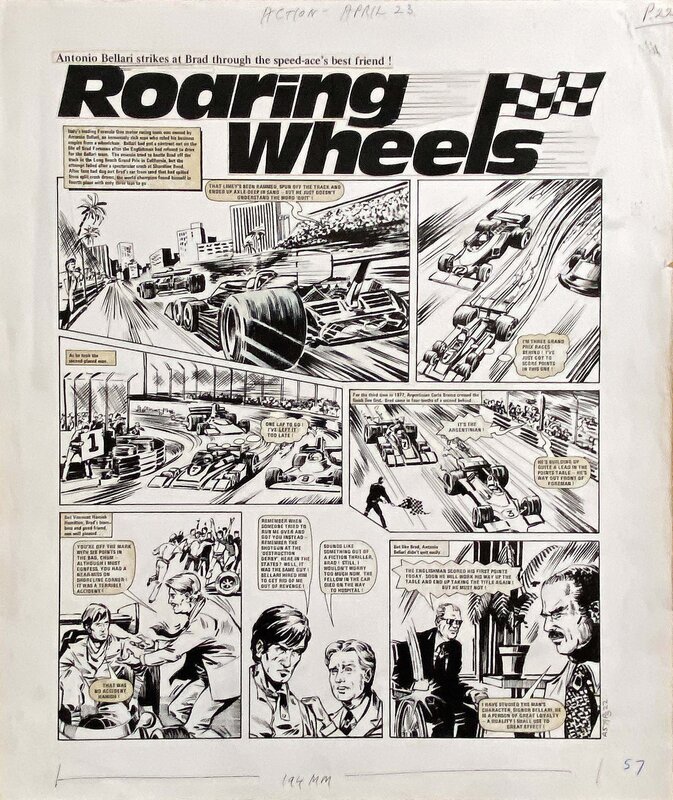 Mike White, Roaring Wheels_ACTION - Planche originale