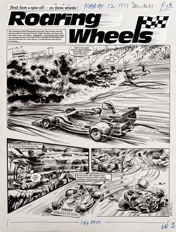 Mike White, Roaring Wheels_ACTION - Planche originale