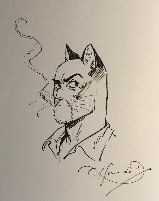 Dédicace  de Guarnido pour Blacksad - Sketch