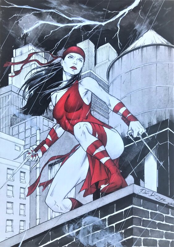 David River, Elektra sur les toits - Illustration originale
