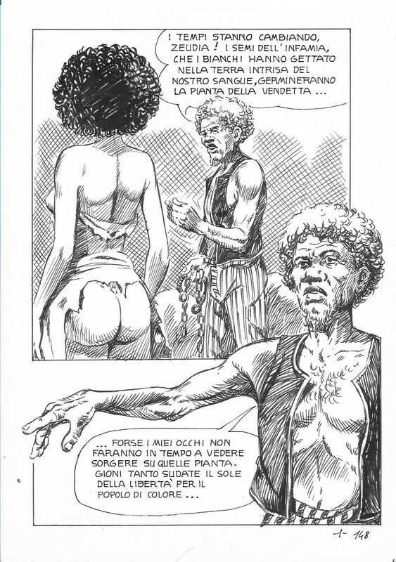 Alberto Del Mestre, Les frontières de la liberté - La Schiava n°1 page 148 (série jaune n° 107) - Planche originale