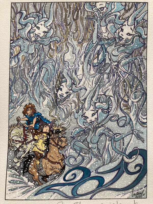 Philippe Luguy, Original couleur pour une carte de Voeux - Illustration originale