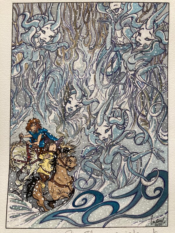Philippe Luguy, Original couleur pour une carte de Voeux - Original Illustration