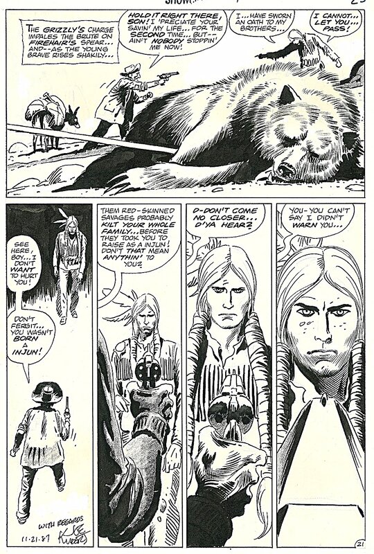 Joe Kubert, Showcase # 86 p. 21 . Firehair . - Planche originale