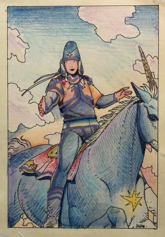 Moebius, 1986 - Starwatcher & Licorne - Illustration originale
