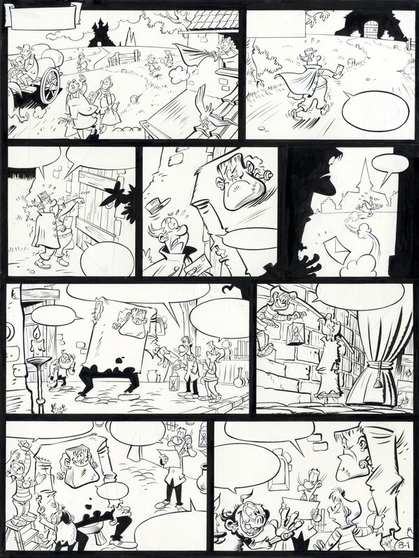 Gerard Leever, 2010 - De vloek van Bangebroek(Frankenstein, Graaf Dracula) (Page - Dutch KV) - Comic Strip