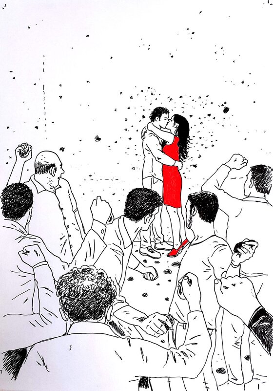 Deloupy, Le monde d'après (baiser) - Illustration originale