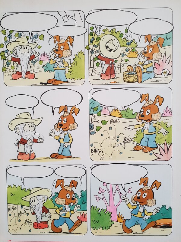 For sale - Studio ORTF, Planche originale couleur direct Le journal des Poucetofs - Comic Strip