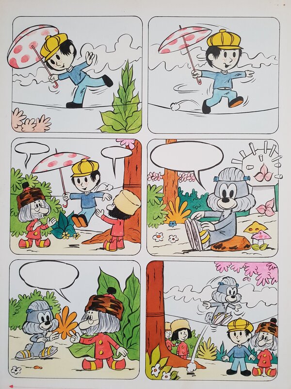 For sale - Studio ORTF, Planche originale couleur direct Le journal des Poucetofs - Comic Strip