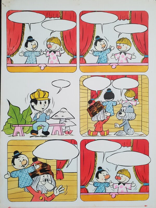 For sale - Studio ORTF, Planche originale couleur direct Le journal des Poucetofs - Comic Strip