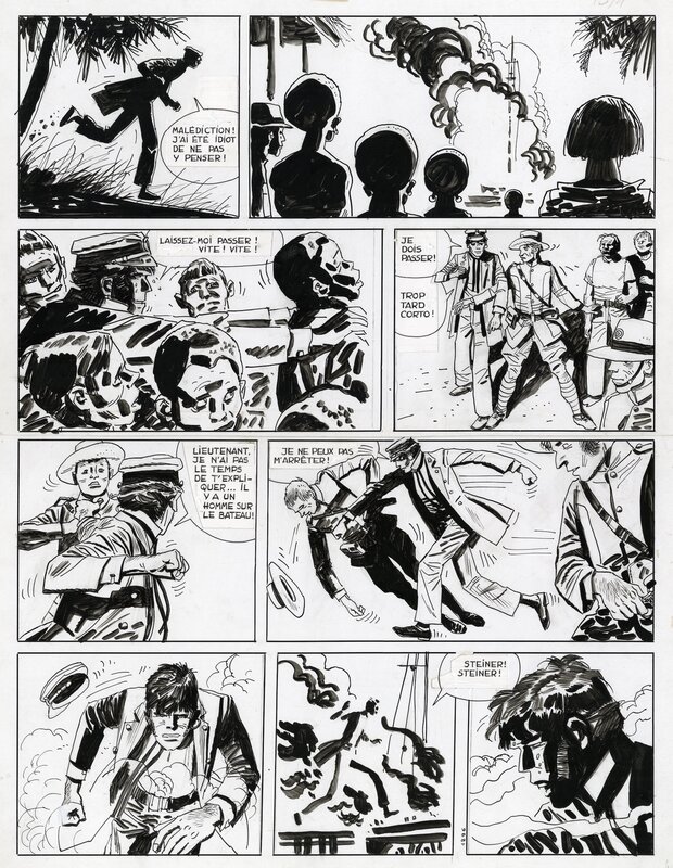 Hugo Pratt, Corto Maltese: Le secret de Tristan Bantam planche 14. - Planche originale