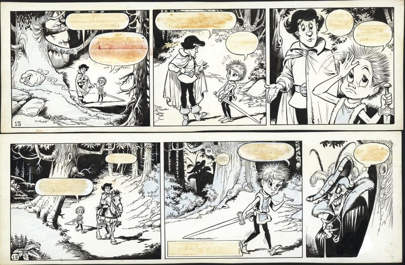 Piet Wijn, The Sword in the Stone - strip 13 + 15 - Planche originale
