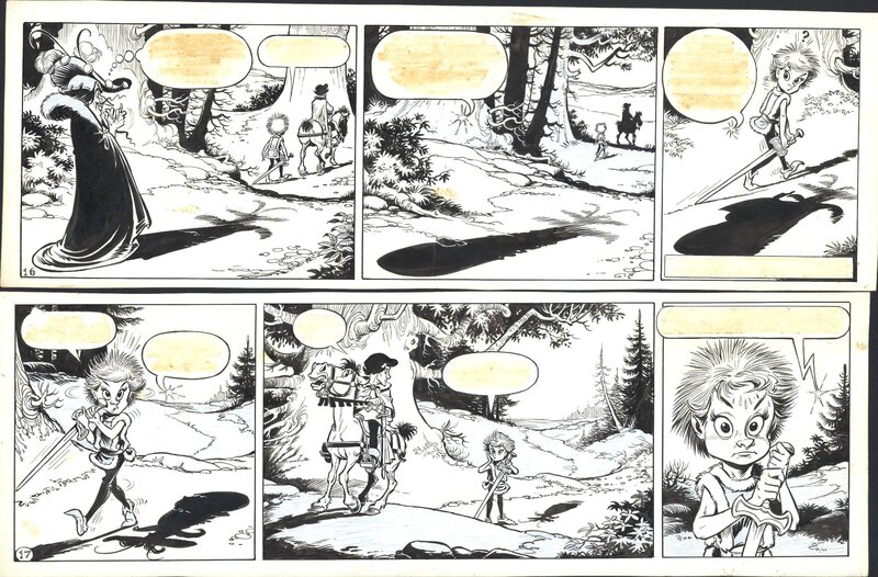 Piet Wijn, The Sword in the Stone - strip 16 + 17 - Planche originale