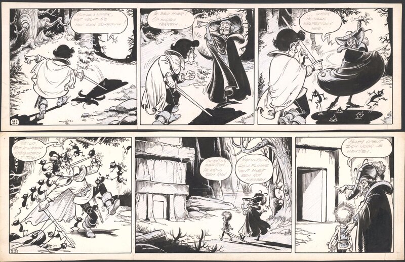 Piet Wijn, The Sword in the Stone - strip 21 + 23 - Planche originale