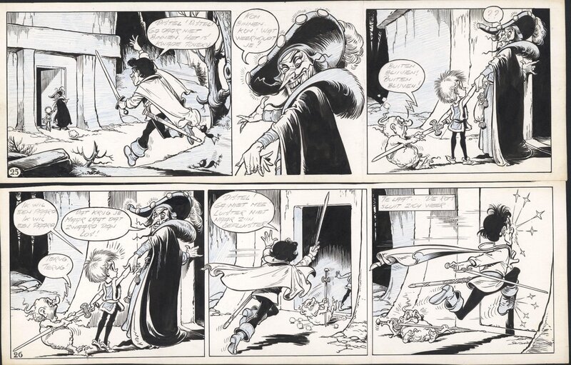 Piet Wijn, The Sword in the Stone - strip 25 + 26 - Planche originale