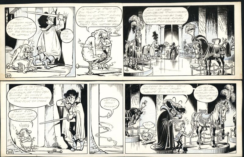 Piet Wijn, The Sword in the Stone - strip 27 + 28 - Planche originale
