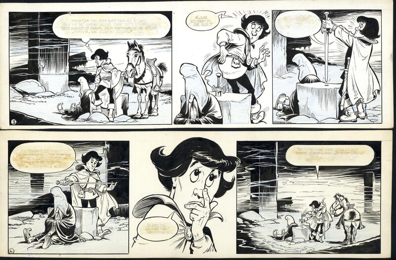 Piet Wijn, The Sword in the Stone - strip 3 +4 - Planche originale